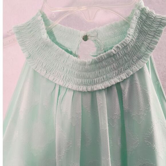 White House Black Market Halter Neck Dress Women's Sz 14 Green Sleeveless Lined - Picture 6 of 16